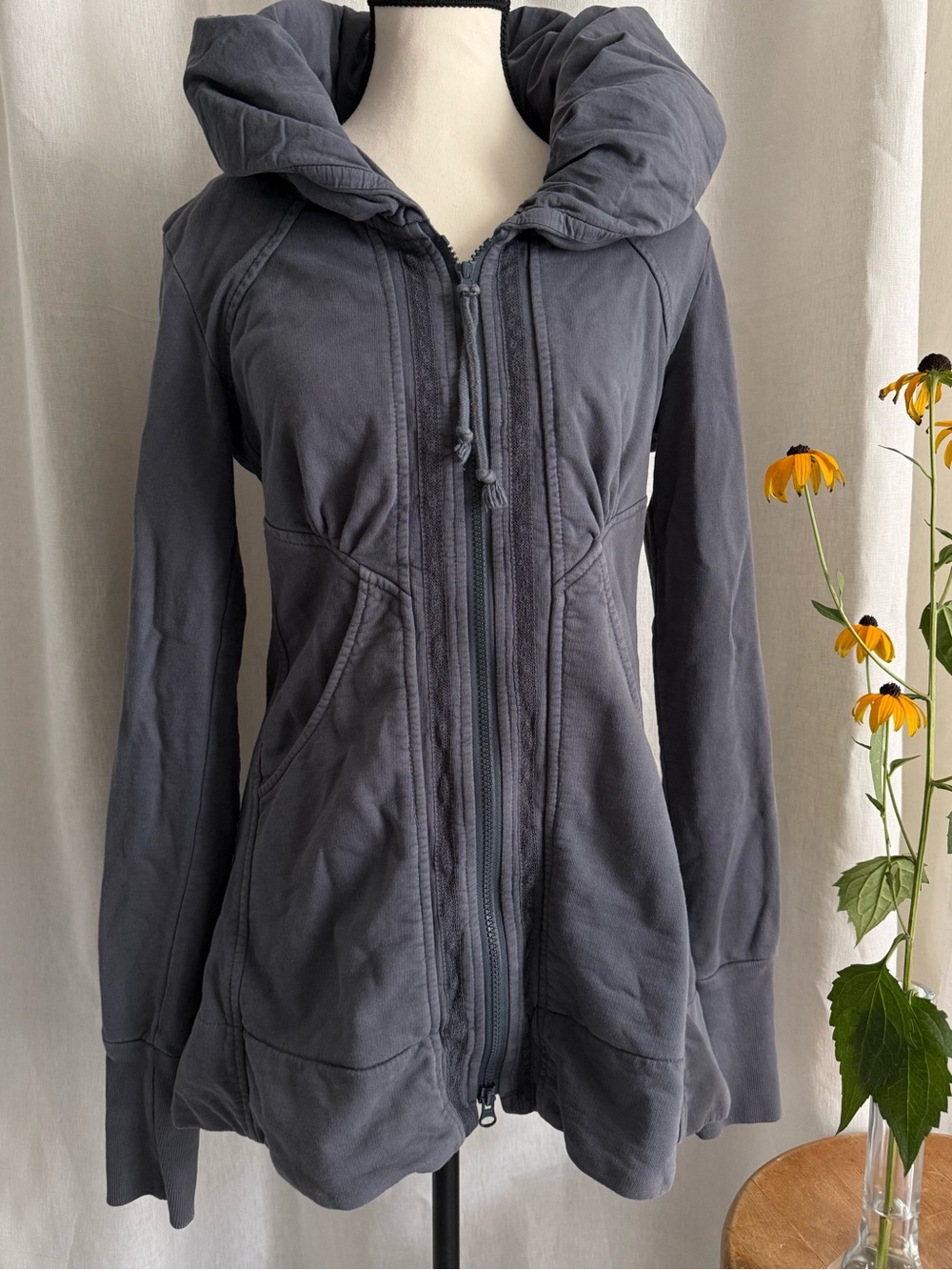 Prairie Underground Cloak Hoodie S Gray Organic Cotton Full Zip Sweatshirt Coat